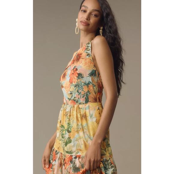 NWT Pilcro Halter Tiered Floral Maxi Dress - XXS - Picture 3 of 4